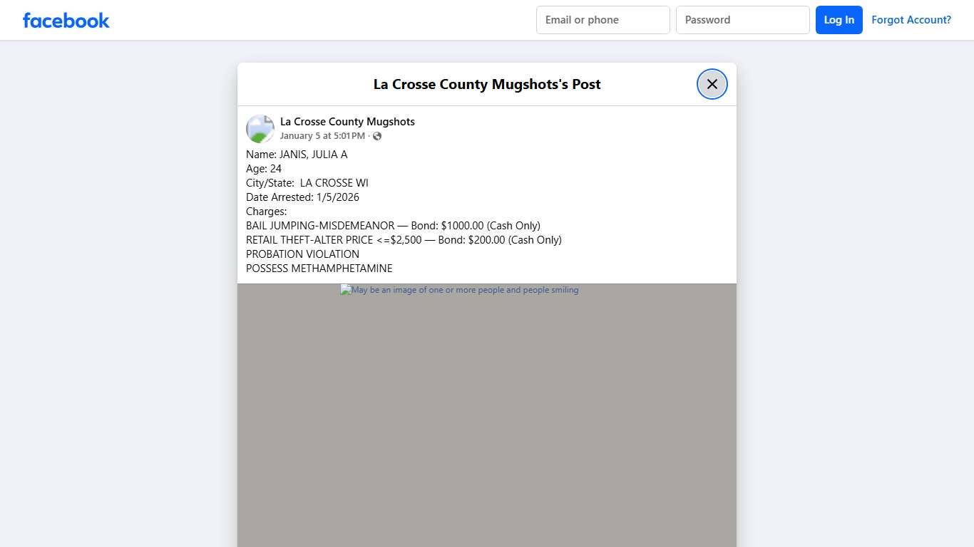 Name: JANIS, JULIA A Age: 24... - La Crosse County Mugshots | Facebook